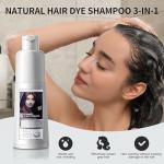 3-in-1 Hair and Beard Color for Men and Women – Herbal Instant Coloring Shampoo for Permanent Gray Coverage